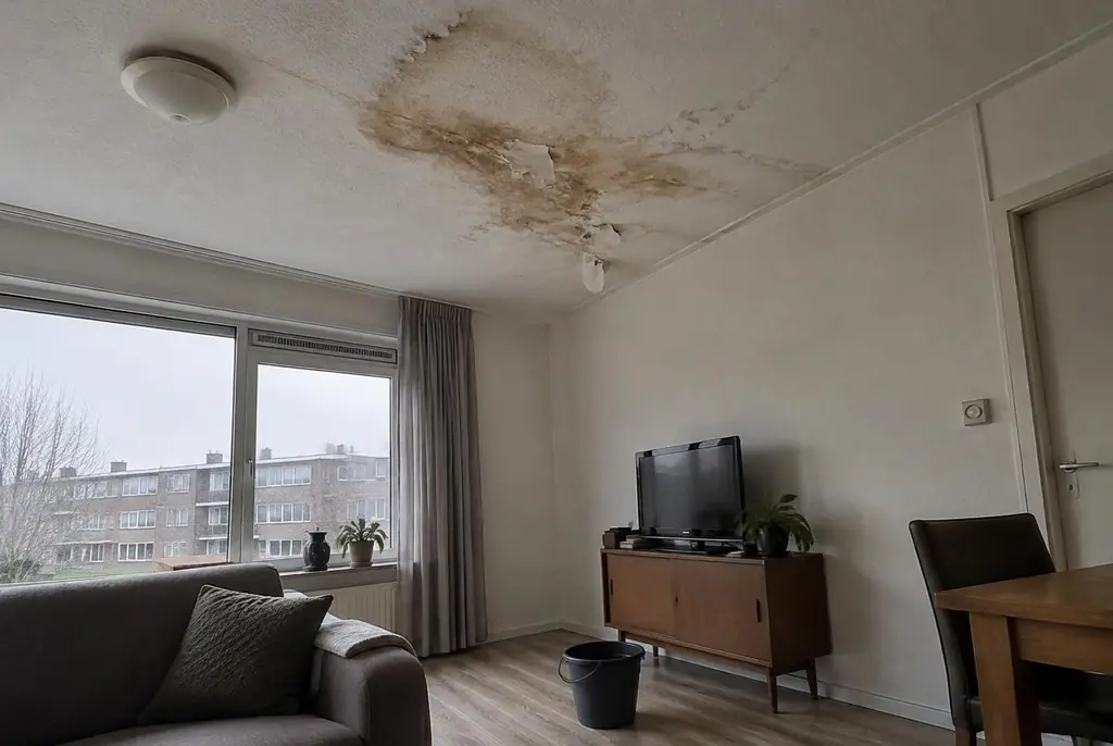 Lekdetectie Lunteren – vochtplek op het plafond onder een badkamer